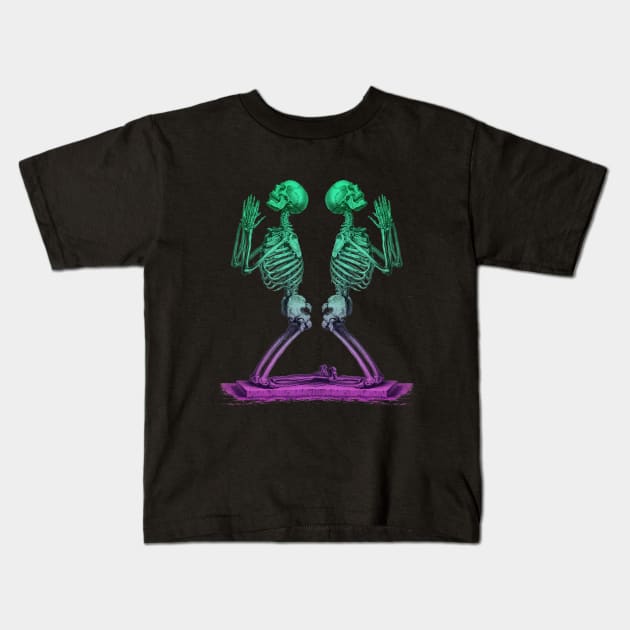 Halloween Theme - Praying Skeletons Kids T-Shirt by Vector Deluxe